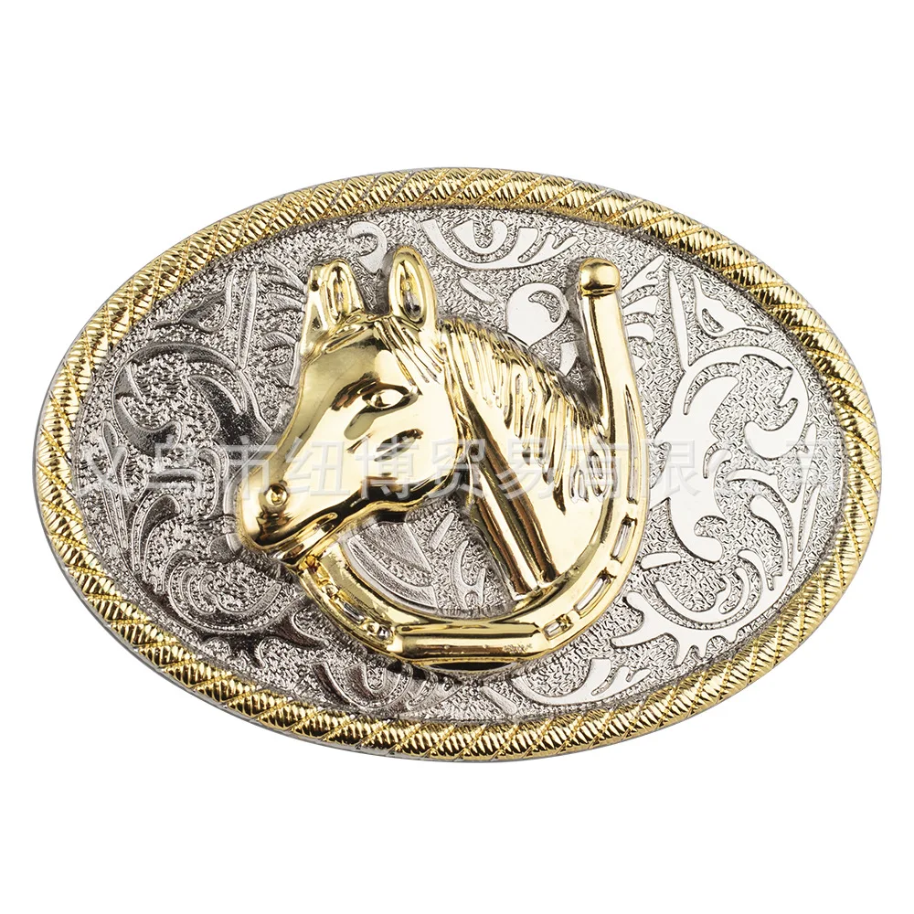 Simple horse head belt buckle horse series super large alloy smooth buckle belt parts self-assembly