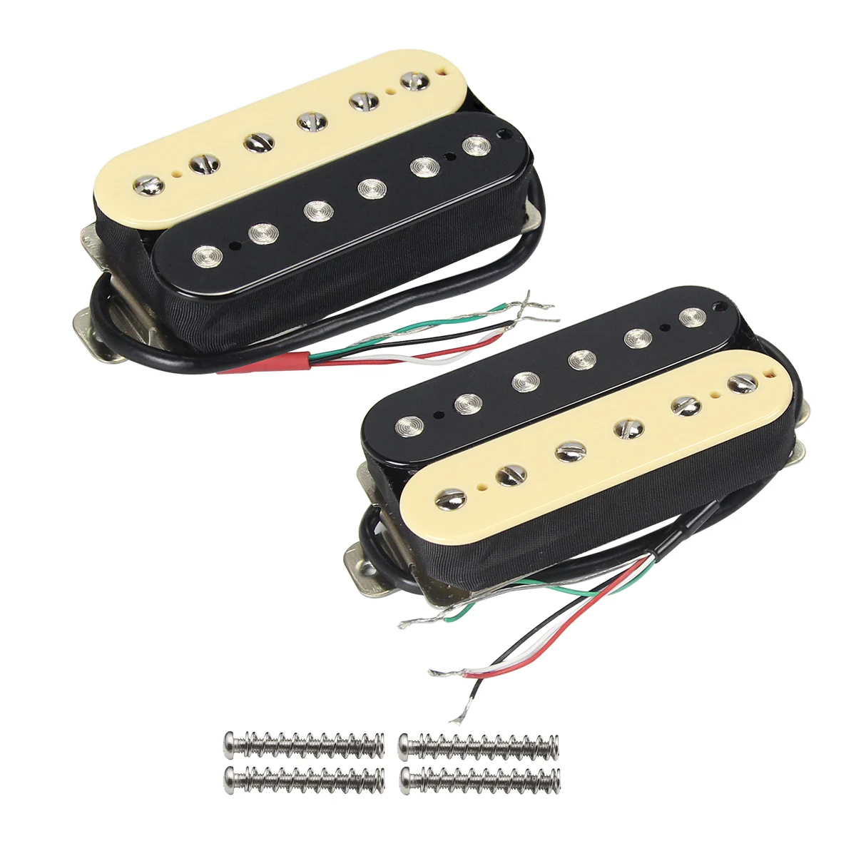 FLEOR Set of Alnico 2 Neck & Bridge Guitar Pickup Humbucker Pickups Double Coil Guitar Parts, Zebra/Black/White for Choose