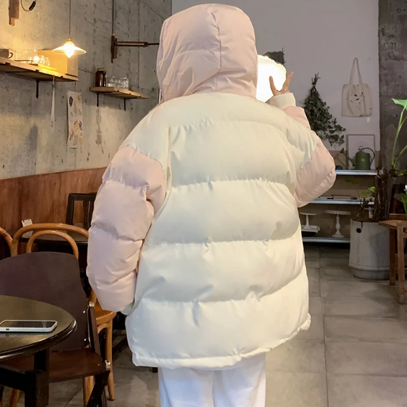 Blue Down Jacket Women Coat Hooded Fashion American Pink Streetwear Y2K Duck Down Feather 2024 NEW Female Winter Short Outwear