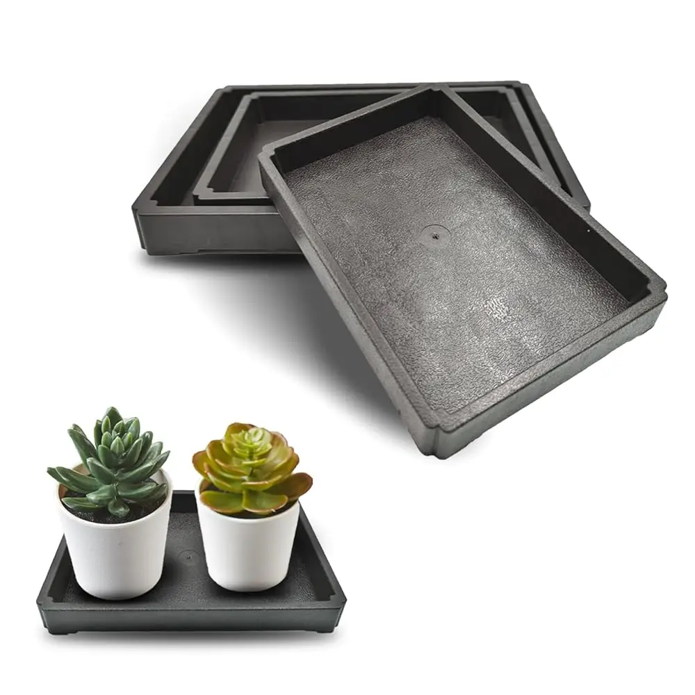 

Подставки для цветочных горшков, 7-дюймовые прочные черные поддоны из полимерной смолы, прямоугольные поддоны для сбора воды от растений, для использования в помещении и на улице