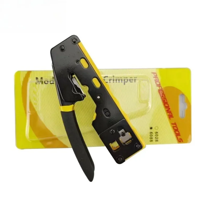 RJ45 Crimping Tool Kit, Integrated Ethernet Crimper Cat7 Cat6 Cat5 Crimping Tool Ratchet Modular Data Cable Crimper