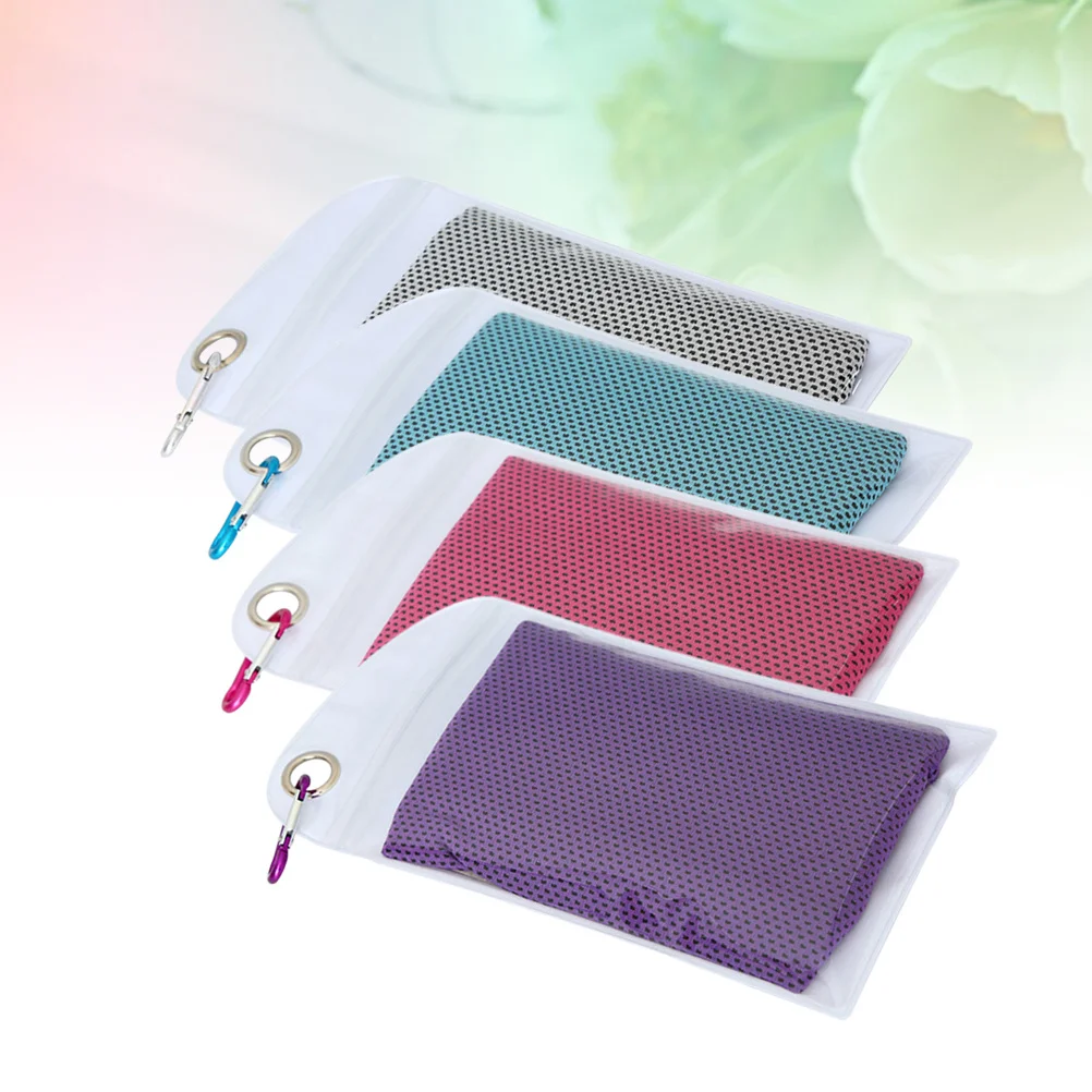 4 قطعة منشفة رياضية للتبريد من الألياف الدقيقة سريعة الجفاف ماصة للعرق منشفة لياقة بدنية للجري والتخييم واليوجا رمادي أزرق وردي أرجواني