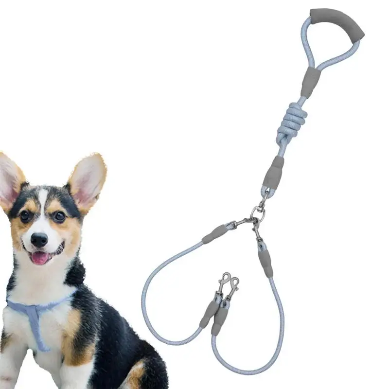 Dog Leashs 360 Degree Rotatable Double-Headed Dog Walking Rope 2 Traction Ropes Durable Dog With Comfortable Handle Walking