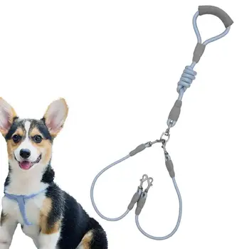Dog Leashs 360 Degree Rotatable Double-Headed Dog Walking Rope 2 Traction Ropes Durable Dog With Comfortable Handle Walking 1