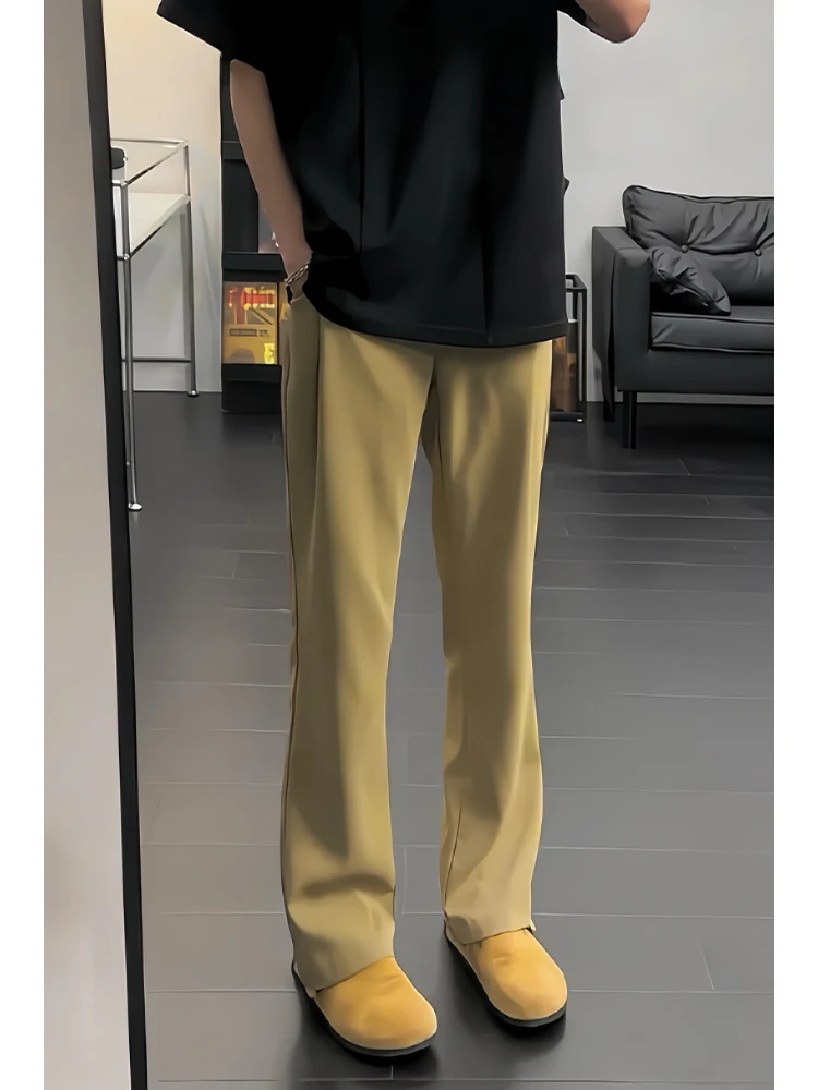 

Мужские брюки-чинос цвета хаки 57 Micro Flared West из ледяного шелка, прямые, летние, костюмные, струящиеся, с идеальной посадкой, повседневные