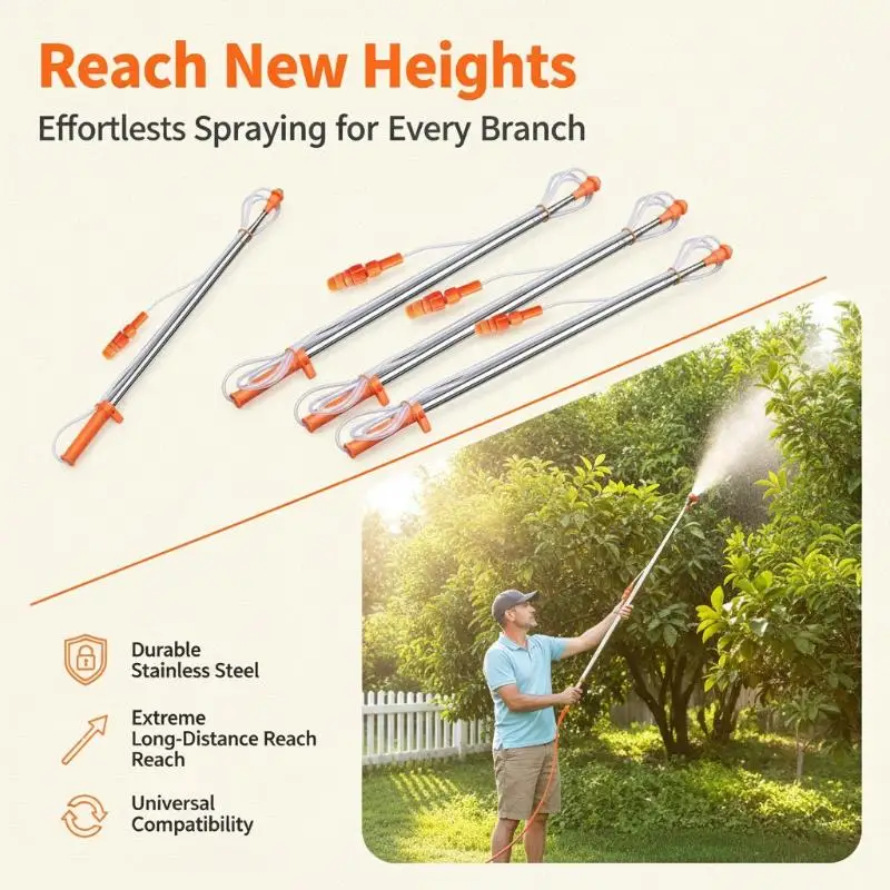 1 Set Stainless Steel Telescopic Spray: Rod Extension Tube 260/360cm Garden Sprayer Irrigation Nozzle
