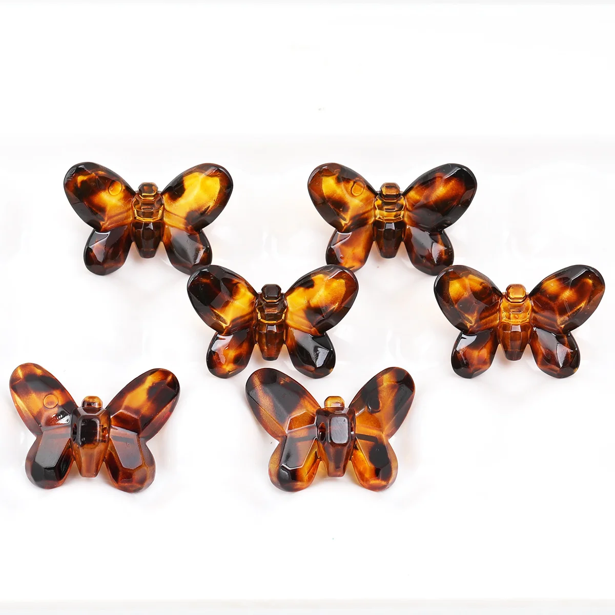 25pcs/50pcs Acrylic Beads,33*25mm&44*32mm Tortoise Leopard Butterfly Loose Beads for DIY Handmade Jewelry Making Supplies