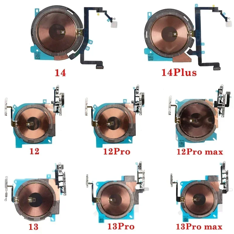 Wireless charging chip coil NFC with magnet power volume flex cable for iPhone 12 13 14 mini pro Max Plus charger panel sticker