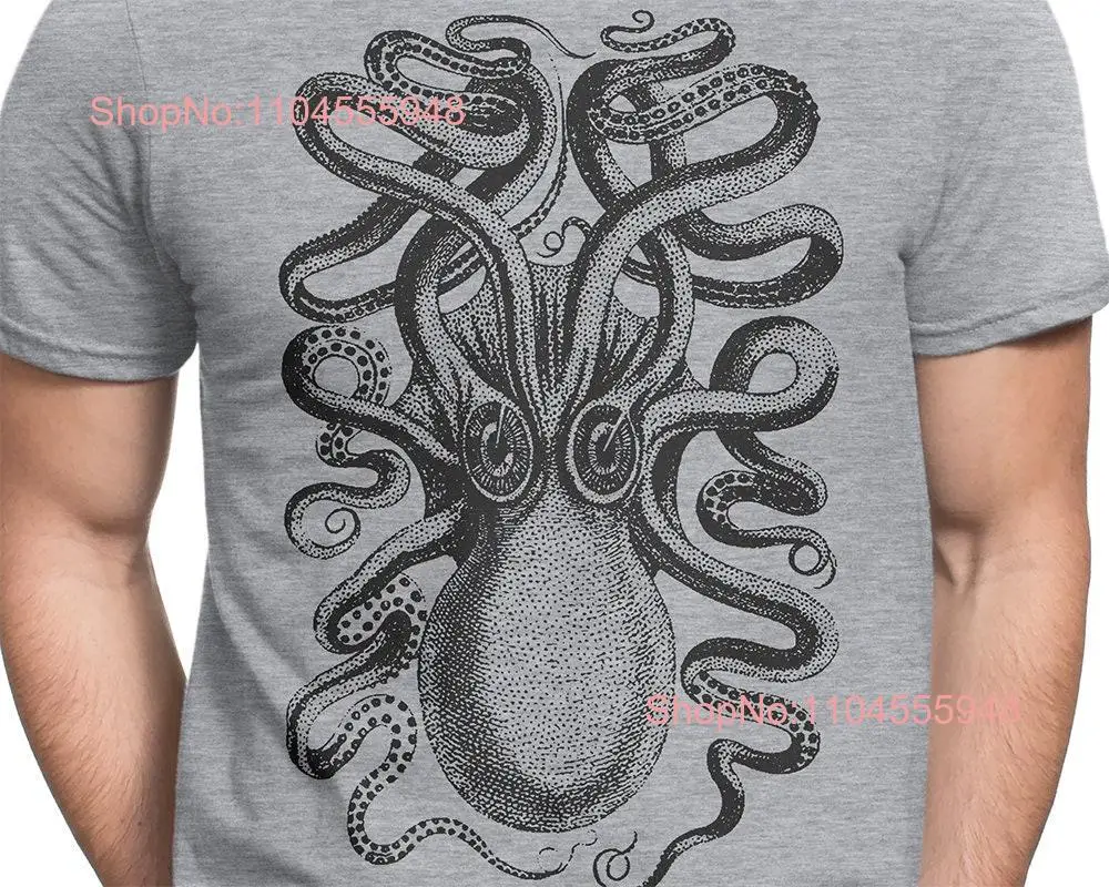 Octopus T shirt S XXL Vintage Nautical Engraving Squid Sea Octopi Kraken Animal Cool  long or short sleeves