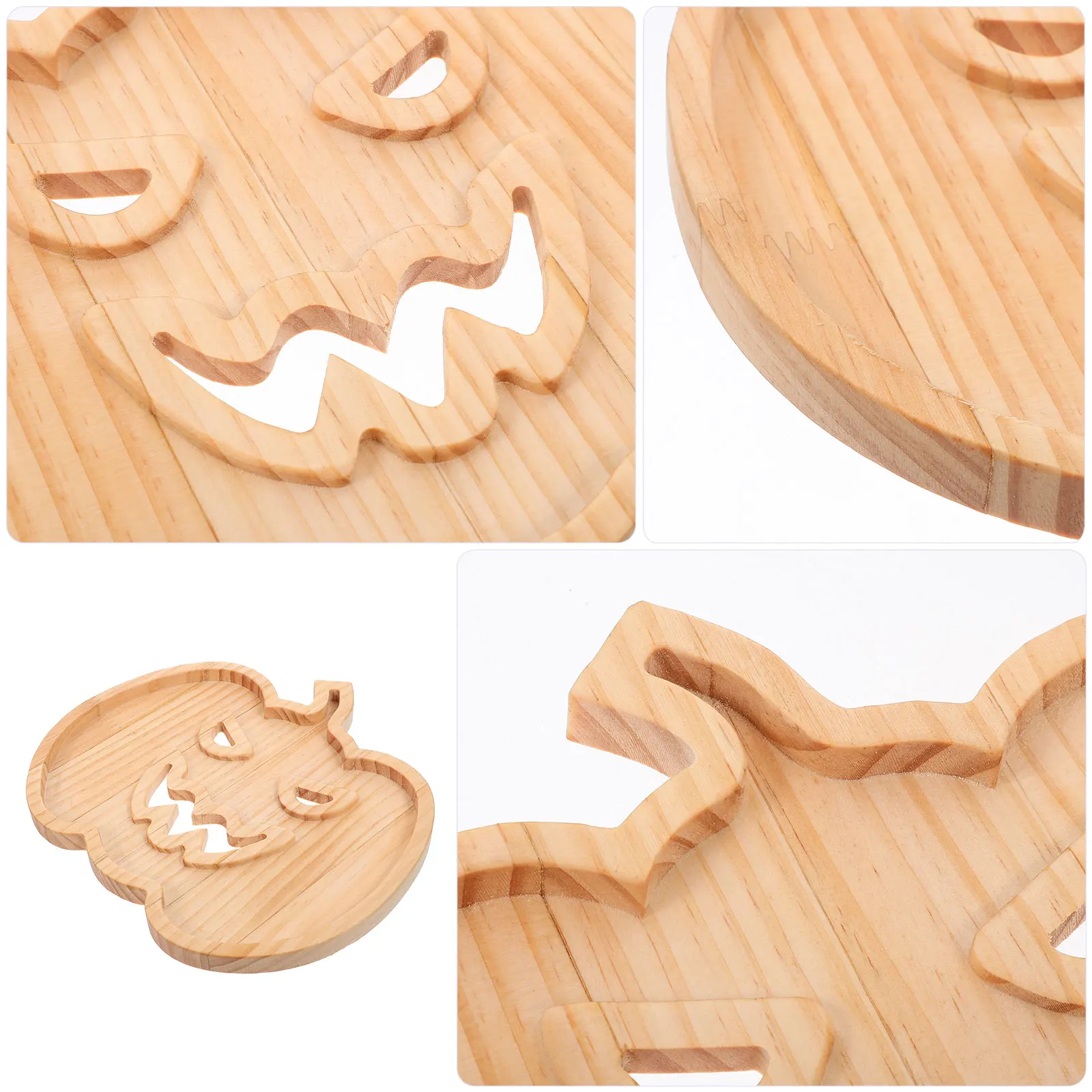 

Halloween Pumpkin Snack Tray Reliable Wood Material Fruit Dessert Serving Plate Bread Display Tray Dry Fruit Plate