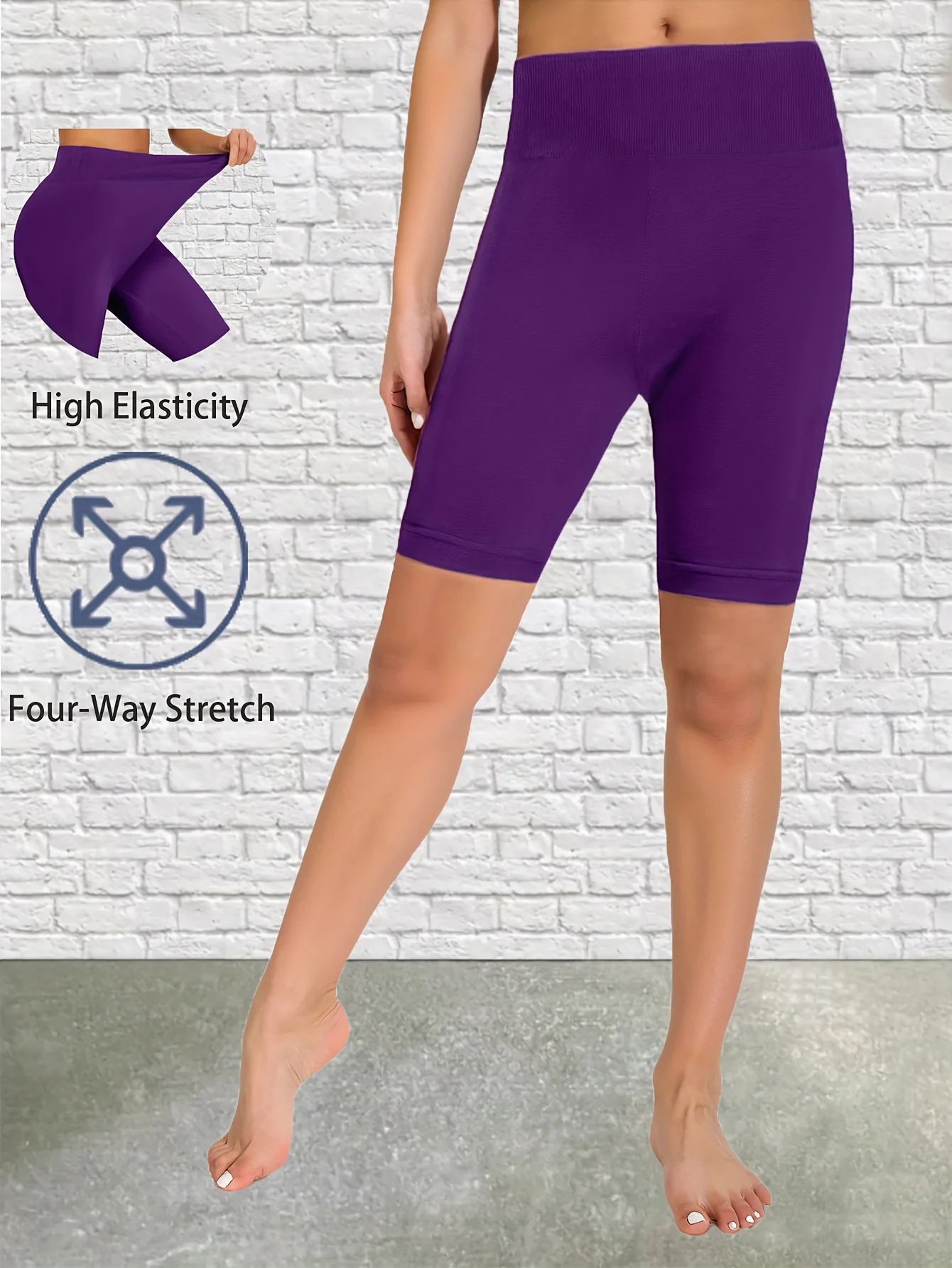 Elegant Purple Leggings Stretchy Comfortable Yoga Fitness Shorts Soft Sports Cycling Pants Fashionable Casual Pants