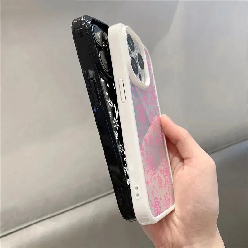 Snowflake English Pattern Clear Phone Case For iPhone 13 12 11 12 14 15 16 Pro Max X XS XR 7 8 Plus SE 2020 Anti-Fall Cover