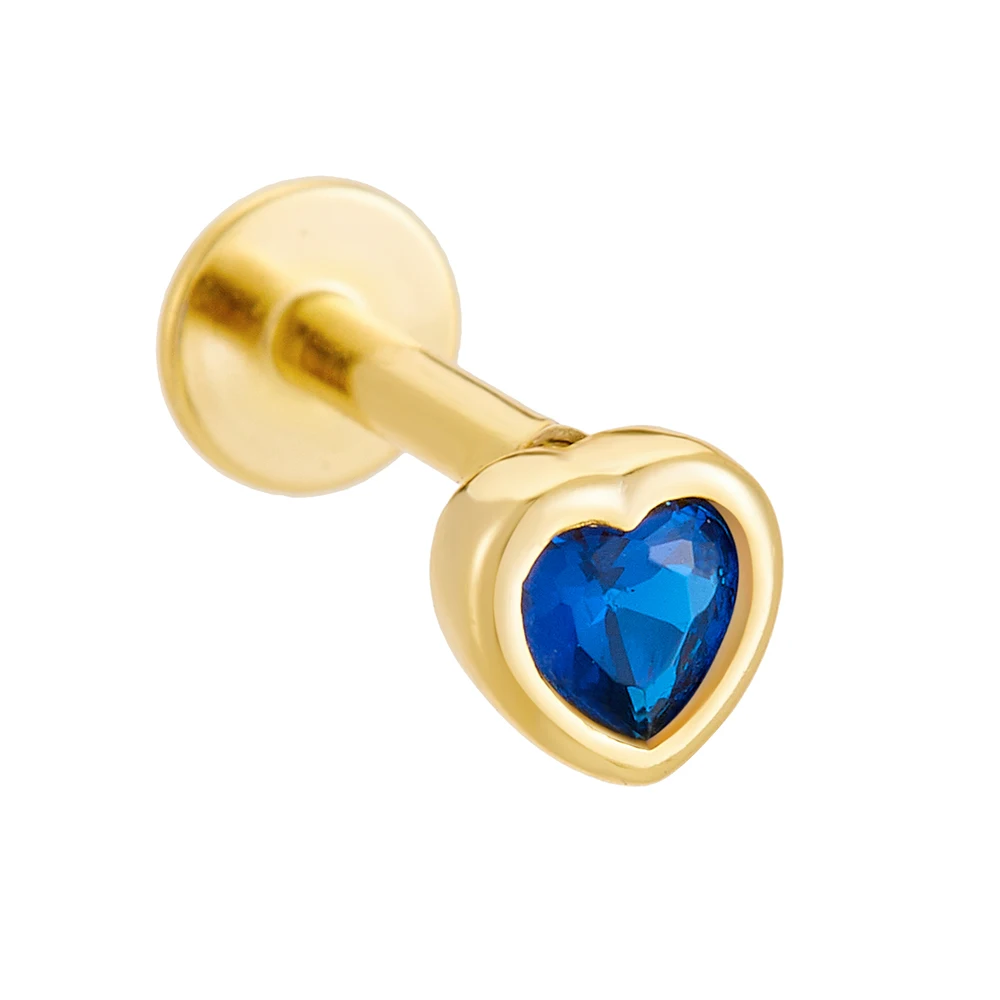 

S925 Sterling Silver Heart Shaped Zircon Column Thread Piercing Ear Bone Nails High-End Heart Earrings Jewelry