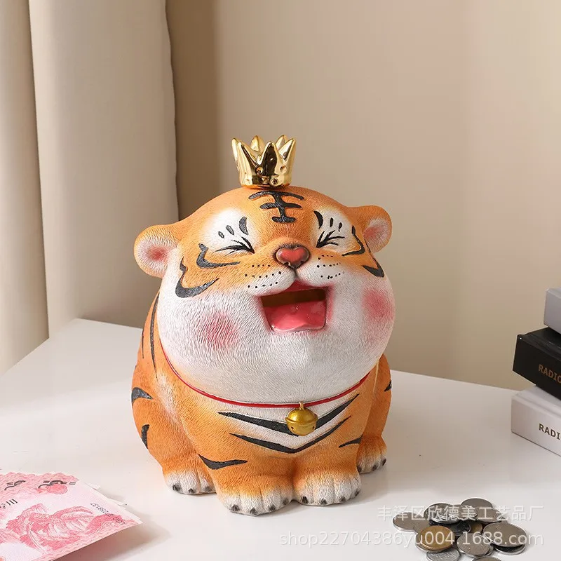 Cute Tiger Piggy Bank Home Decor Tiger Ornaments Gift Kids Piggy Bank Savings Box for Study Birthday Living Room