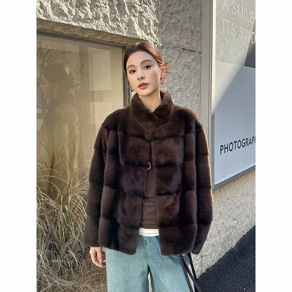 Faux Fur Detachable Collar Coats Womens Artificial Medium Length Ceremony Young Cute Mink Bow Buttoned Basic Wild Personality OL