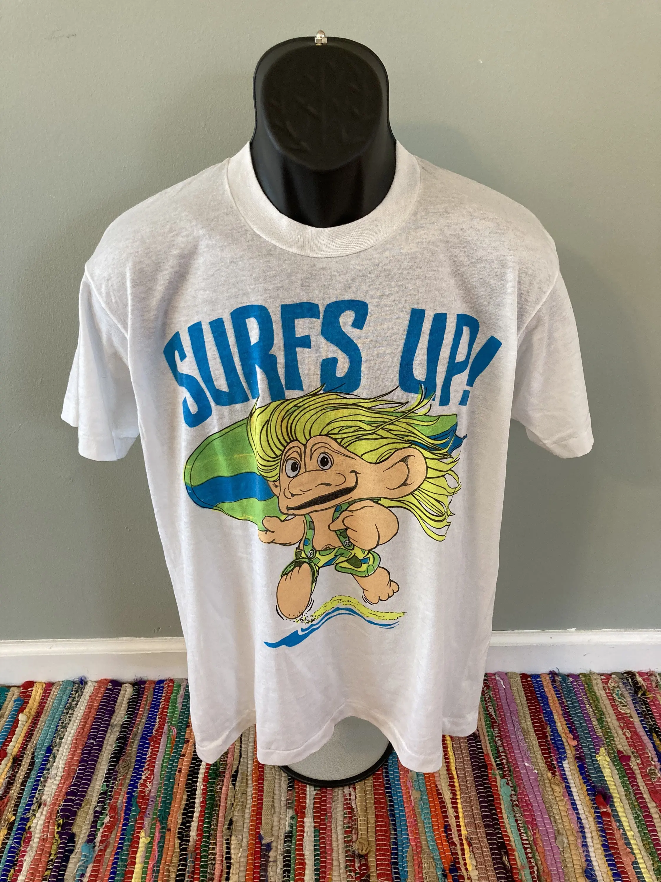 80s Troll Doll Surfs Up T Shirt Vintage Surfing Hawaii California Maui Jaws Pipeline Beach Ocean Summer Skateboard Screen