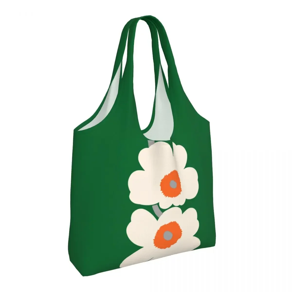 Custom Cute Little Poppy Print Green Shopping Tote Bags Recycling Modern Style Canvas Grocery Shopper Shoulder Bag Handbags image 3