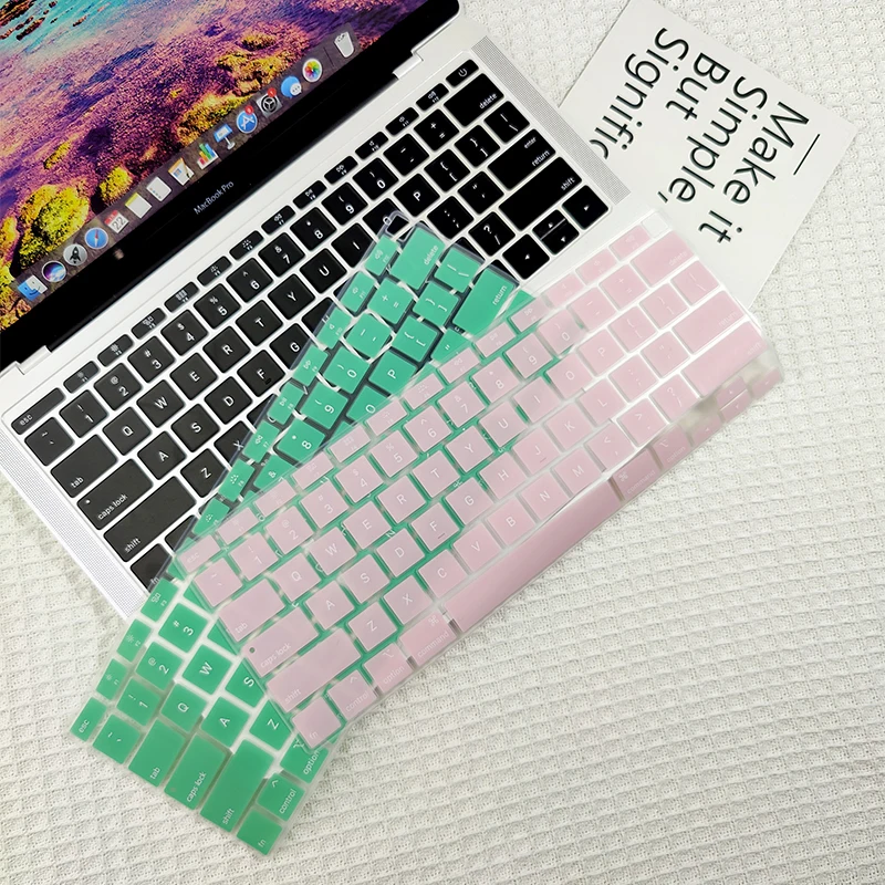 Étui de protection pour clavier d'ordinateur portable Macbook, couleur Silicone, étanche, EU/US