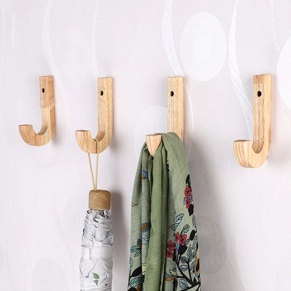 1Pc Oak Wood Coat Hanger Hook Home Bathroom Hallway Key Bedroom Door Kitchen Gadgets Organizer Wall Mounted Storage Rack Holder