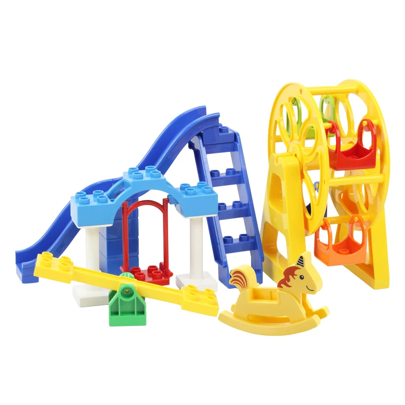 Big Building Blocks Playground Pipeline Parts Slide Ladder Swing  Compatible Bricks Sets Baby Assemble Education Montessori Toys