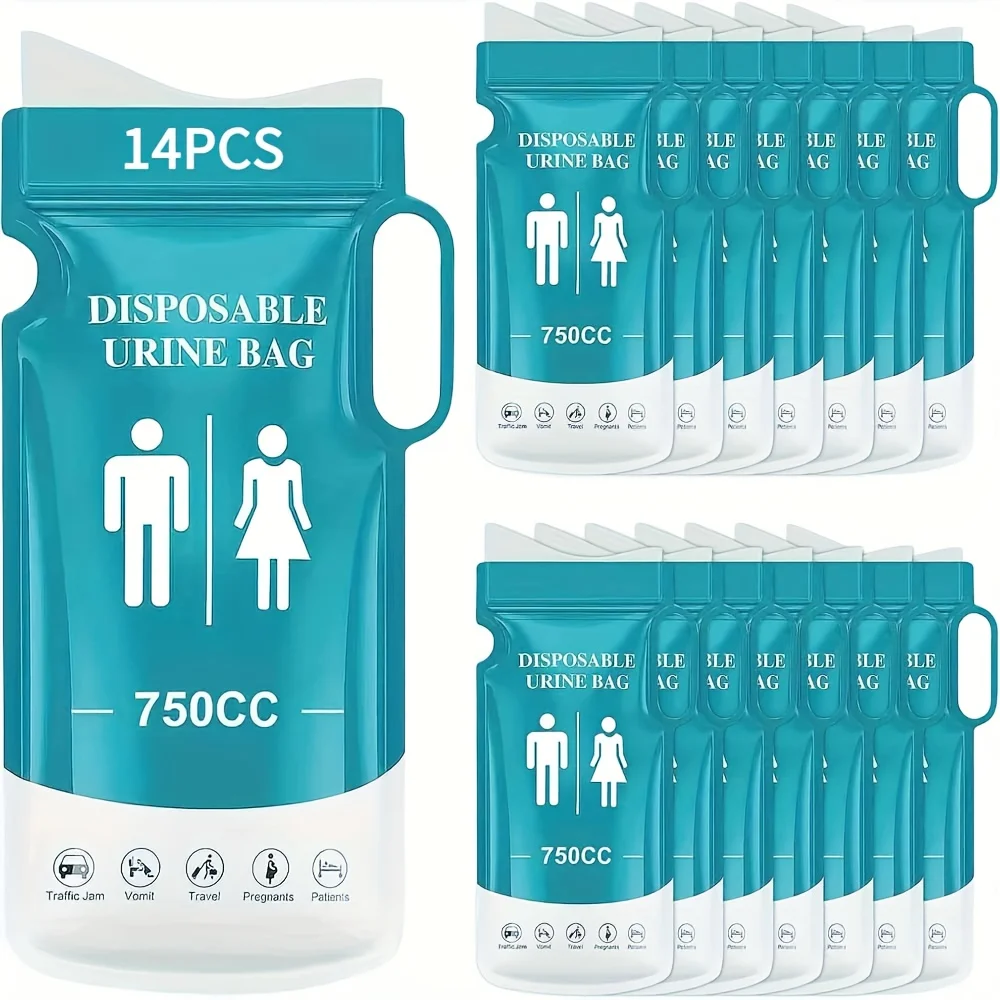 Disposable Gel Based Urine Bags 14 Pack Leak Proof Portable Sanitary Urinal Travel Camping Emergency Outdoor Activities Supplies