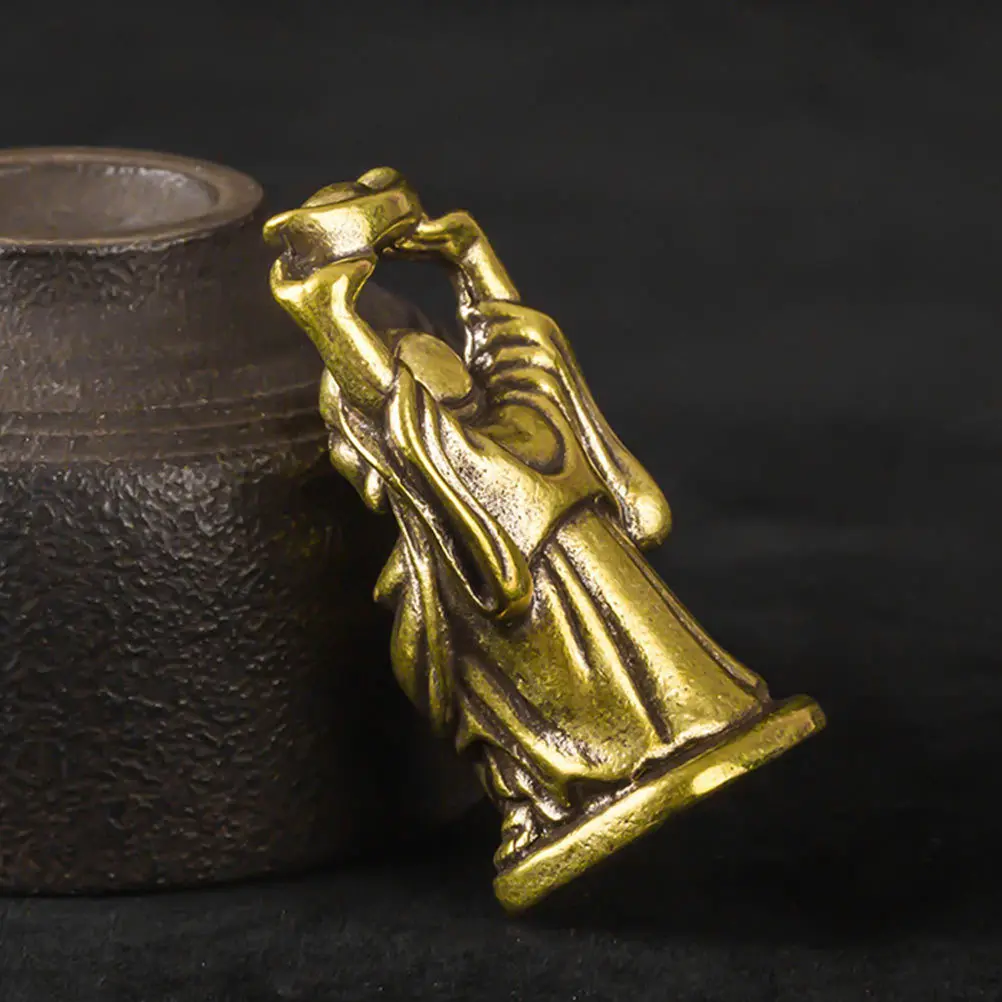 

1Pcs Delicate Buddha Sculpture Brass Artware Creative Table Decor Desktop Ornament for Home Office Wealth Luck Enhancement