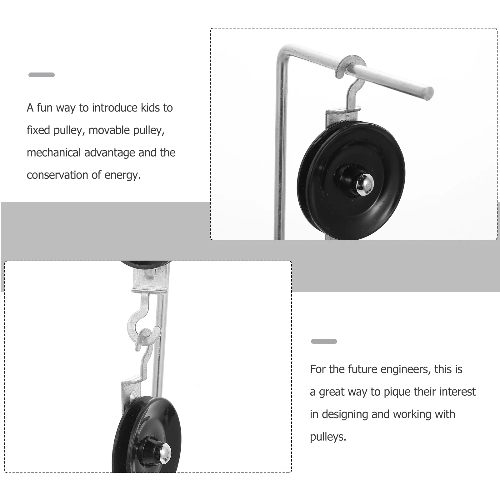 Pulley Block Experimental Equipment and Holder Physics Rope Machinery Metal Student