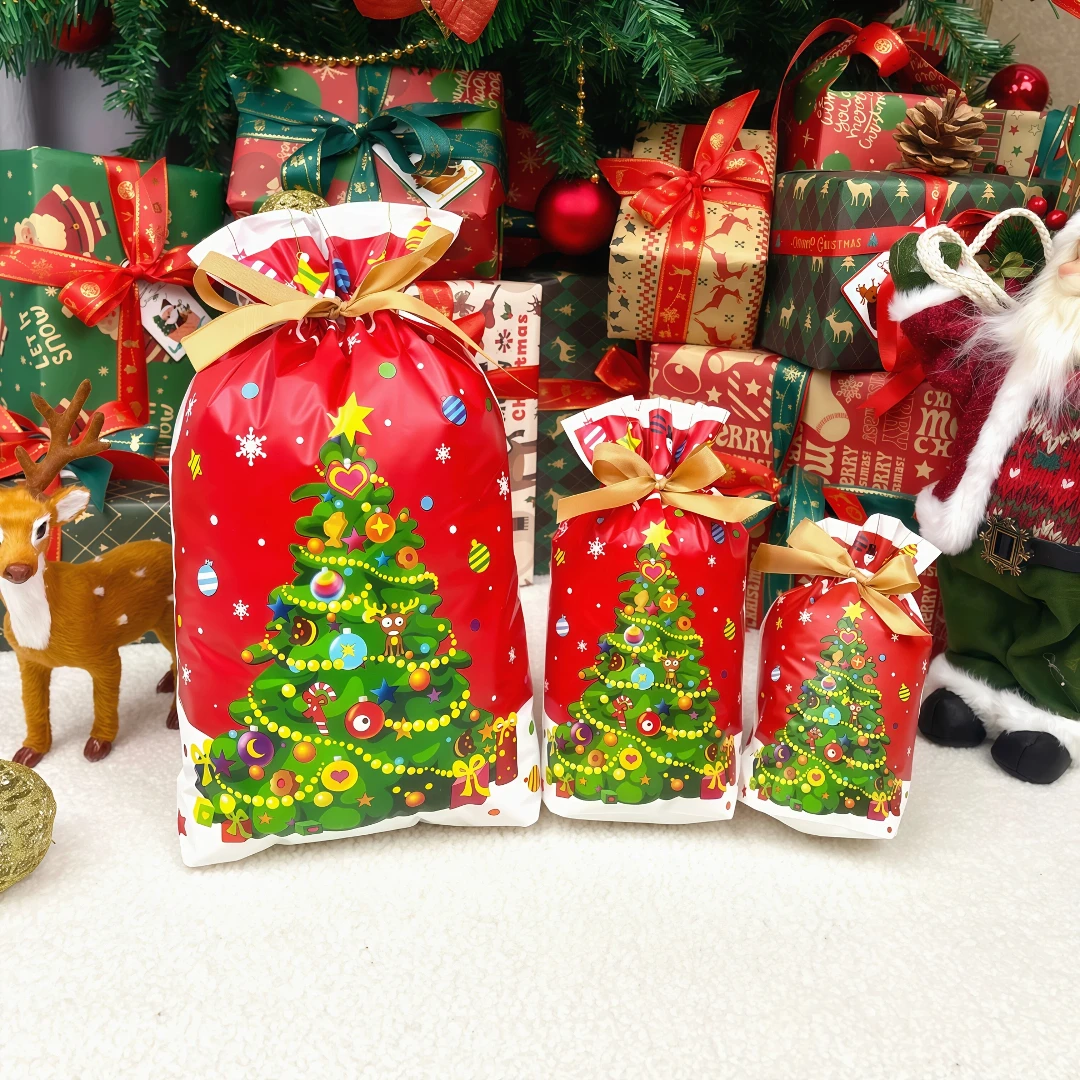 Weihnachts-Süßigkeitentasche, Kordelzugtasche mit Kabelbindern, geeignet für Weihnachtsgeschenke, Weihnachtsdekorationen, Partyzubehör. – Detail 3