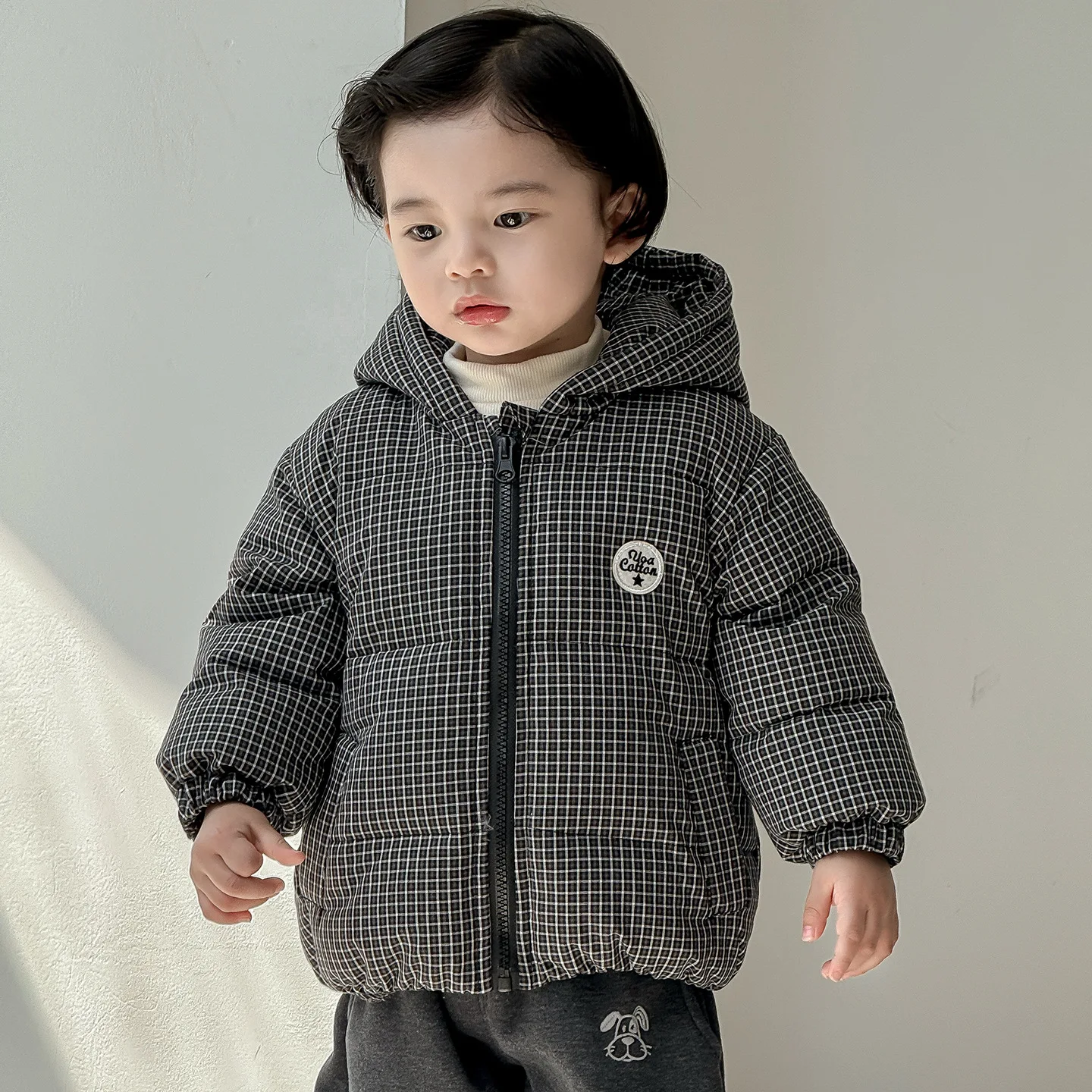 

Children Girl Winter Jacket New Thicken Warm 90% White Duck Newborn Girl Down Coat Korean Plaid Windproof Toddler Girl Outerwear