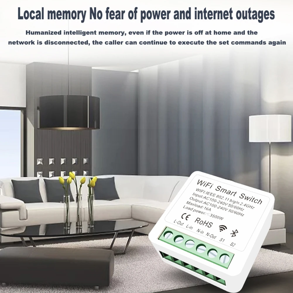 eWeLink Smart Dimmer Switch WiFi 16A Relay Module Breaker Compatible With 2.4G 6 Key Remote Control Work With Alexa Google Home