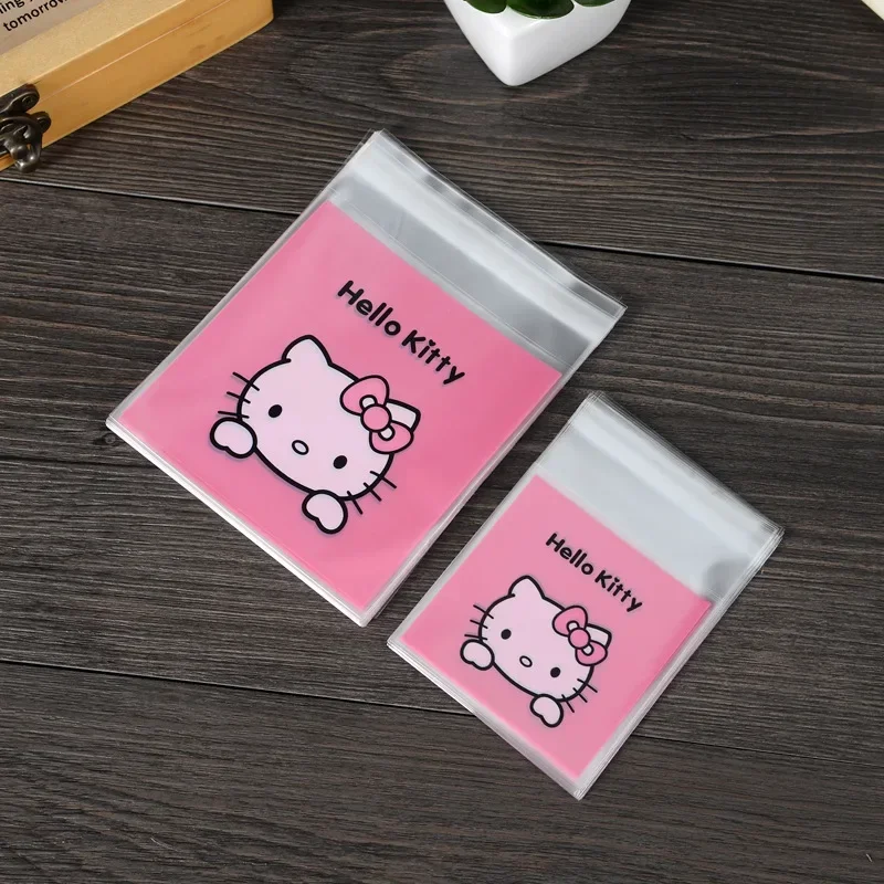 100pcs Hello Kitty Plastic Bags Reclosable Transparent Storage Bags Cartoon Food Seal Bag Small Jewelry Packing Accessories Gift