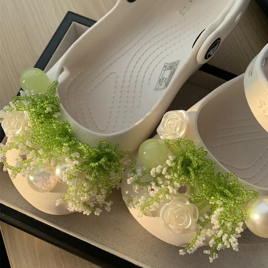 Fresh Summer Color Beaded Shoe Charms Girlish Ballet Shoe Flowers DIY Ornaments Elegant Versatile Shoe Accessory for Jelly Shoes