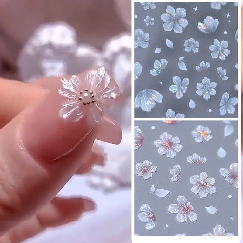 Fashion Sweet Flower Nail Sticker Creative Embossed Three-dimensional Flower Nail Sticker Exquisite Decoration Nail Stickers