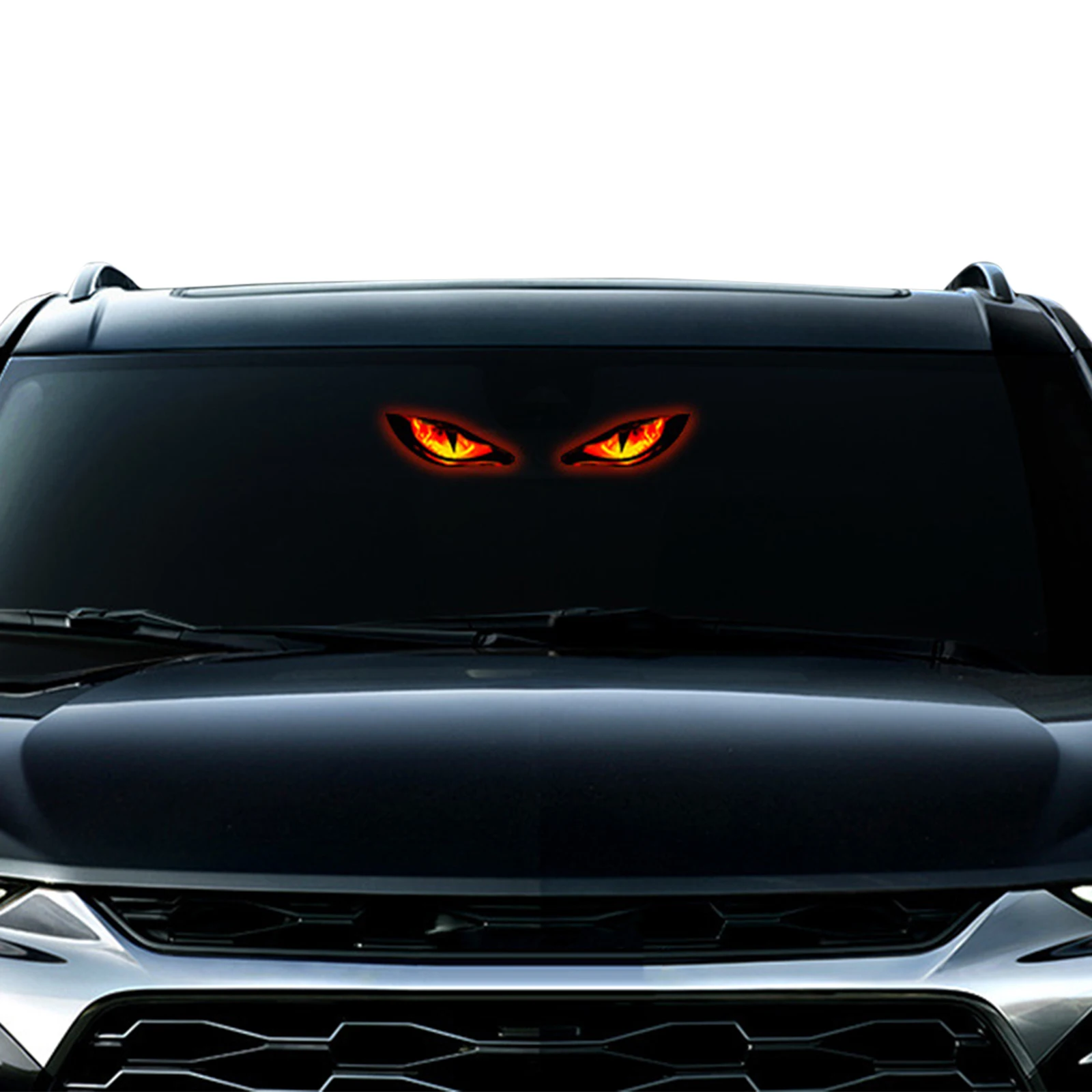 2PCS Solar Demon Eye LED Car Window Light Animated Devil Eyes Light Flicker Signal Warning Lights for Car Windshield