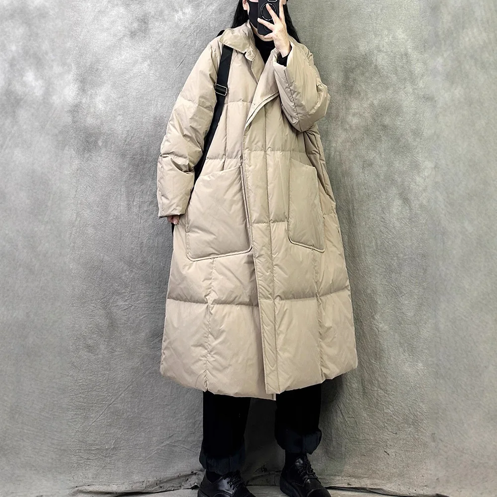 Piumino lungo caldo da pendolare oversize da donna invernale