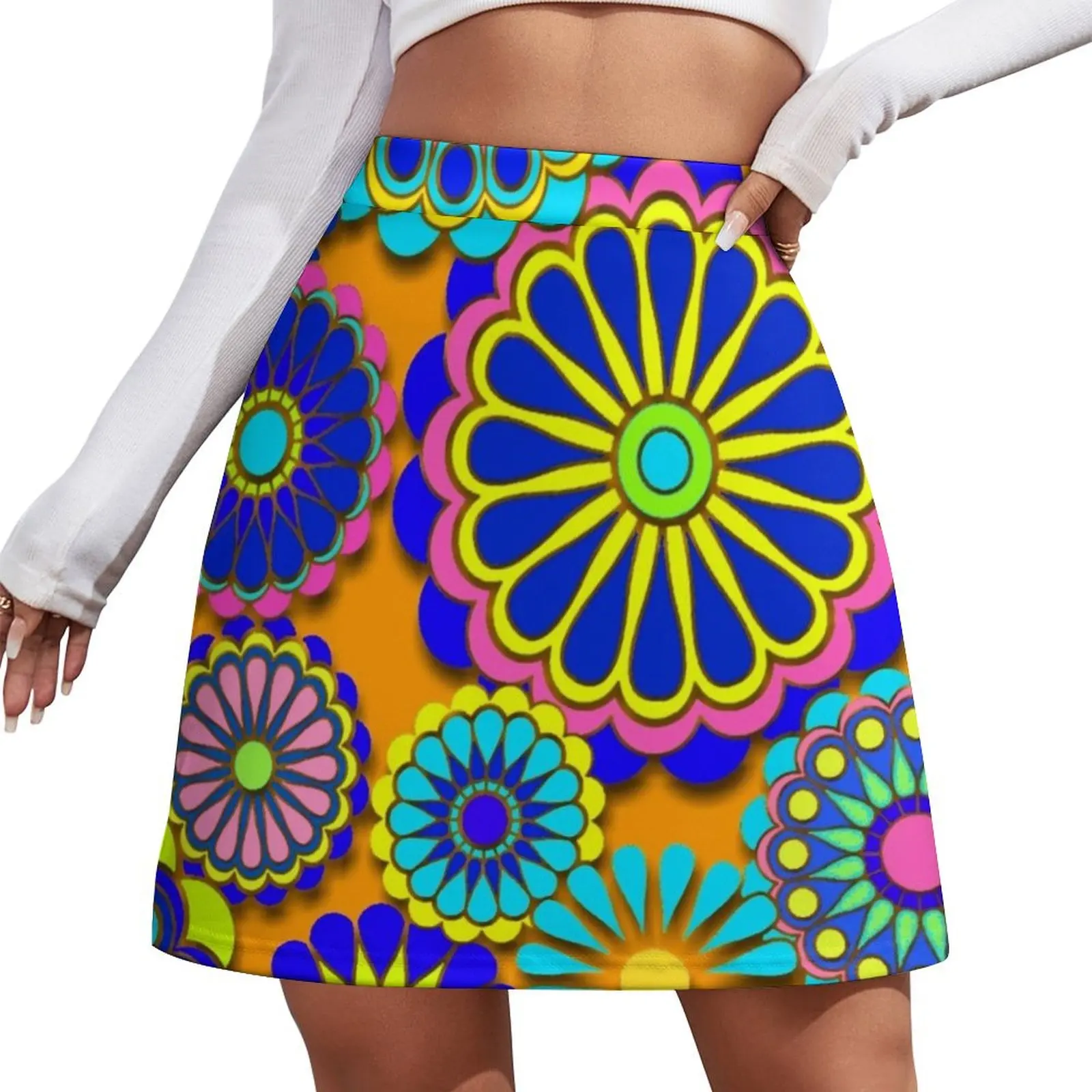Flower Power Retro Style Hippy Flowers Mini Skirt dresses for prom Clothing korean style women clothing