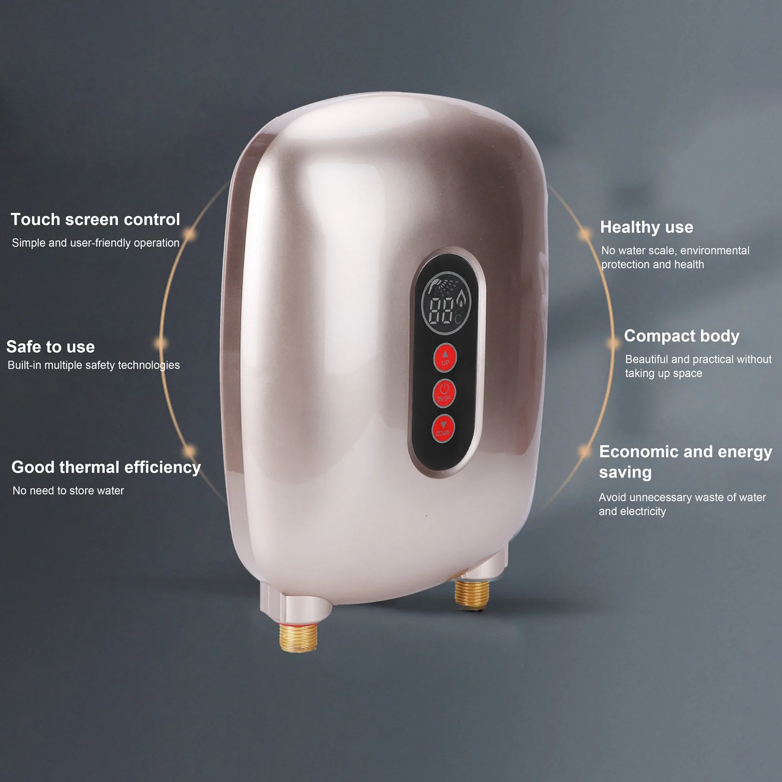 6500W Instant Water Heater Fast Heating Temperature Display 220V for Household Kitchen Bathroom Bathroom Supplies Water Heater