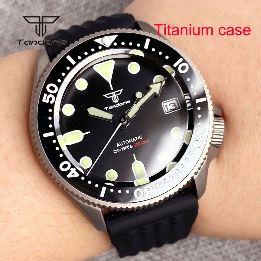 

Tandorio NH35 37mm 20atm Dive Titanium Automatic Watch for Men Lady Wristwatch 120 Clicks Bezel Sapphire Crystal Date 3.8 Crown