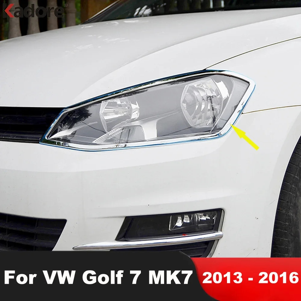 

Front Head Light Lamp Cover Trim For Volkswagen vw Golf 7 MK7 2013 2014 2015 2016 Chrome Car Headlight Frame Trims Accessories