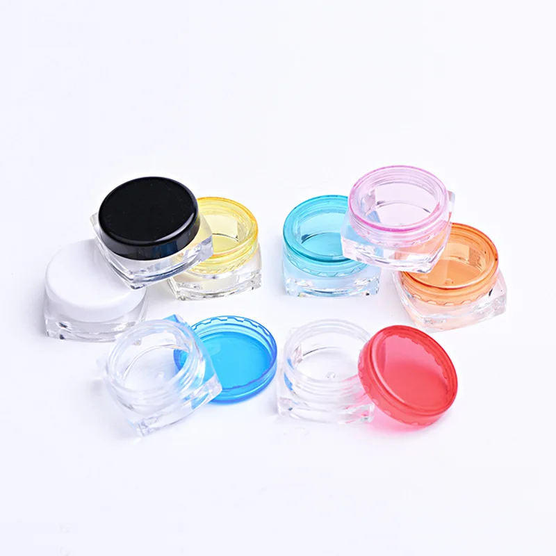 200Pcs 3g/5g Empty Plastic Cosmetic Makeup Jar Pots Eyeshadow Cream Lip Balm Container Transparent Square Sample Bottles