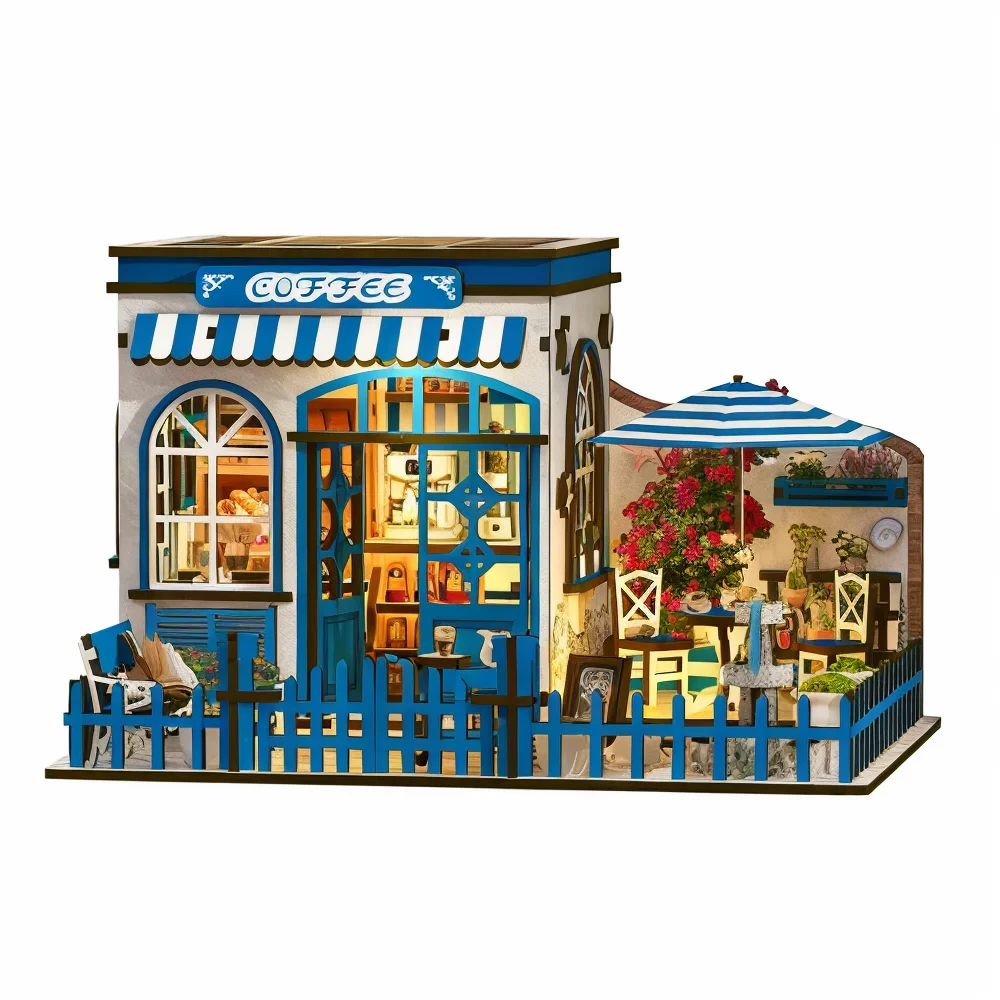 

Best Design Wooden DIY Miniature House Toy Wooden Coffee Shop Model Funny Toys & Kids Gifts