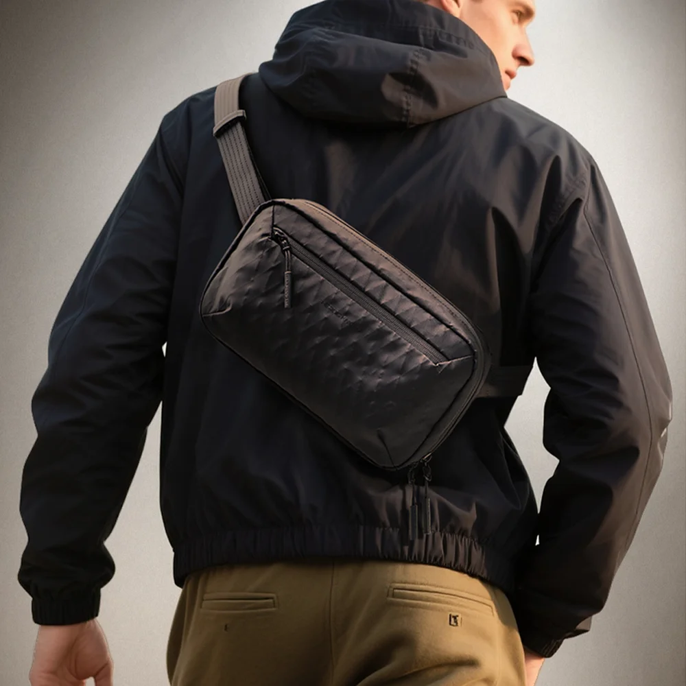 HcanKcan Lightweight Crossbody Bag Multiple Pockets Men's Shoulder Bag Waterproof X-Pac Fabric Travel Bag Portable Storage Bag