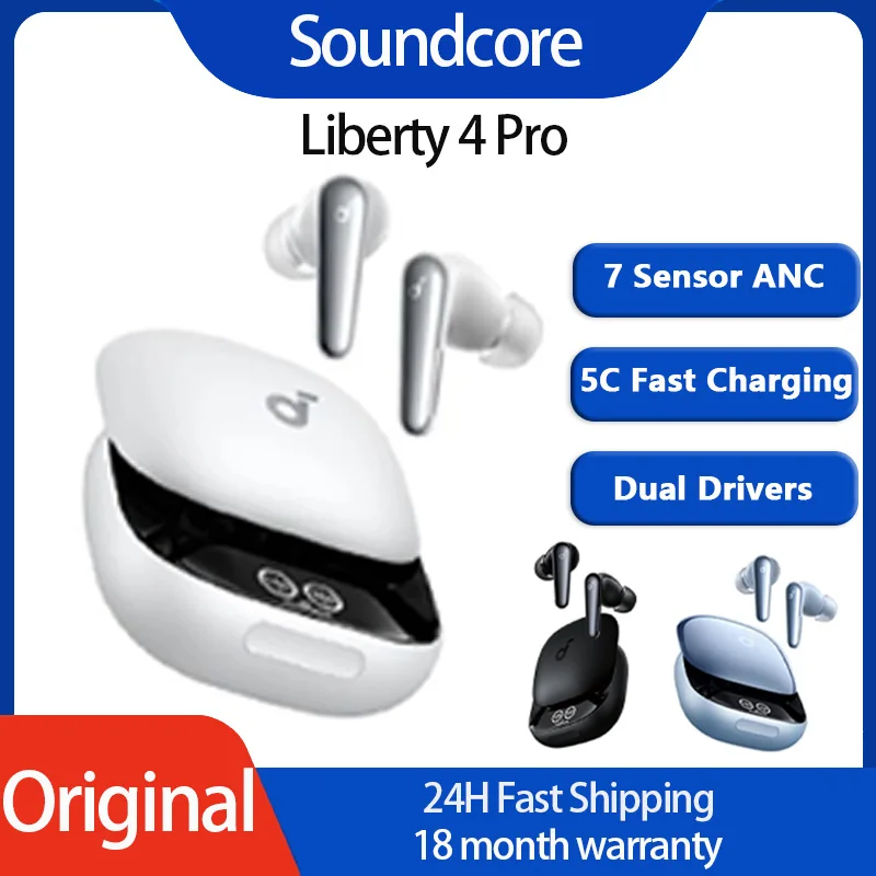 Original by Anker Soundcore Liberty 4 Pro Noise Cancelling Wireless Bluetooth Earbuds,7-Sensor Adaptive Noise Cancelling