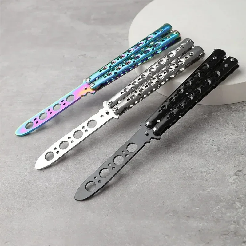 Portable Butterfly Training Knife Foldable CSGO Balisong Trainer Pocket Flail Knife Uncut Blade Butterfly Comb For Training Tool