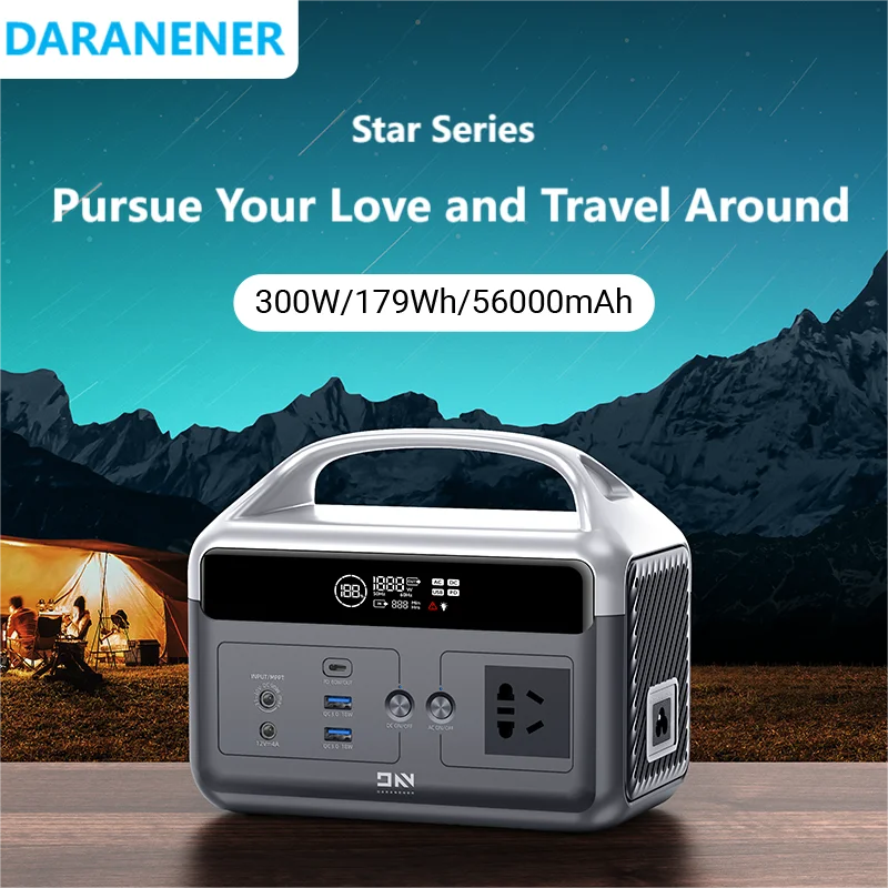 DARANENER 2PC Portable Power Station 300W Supply Battery 5600mAh Power Bank 110V Energy Solar Generator For RV Home Camping