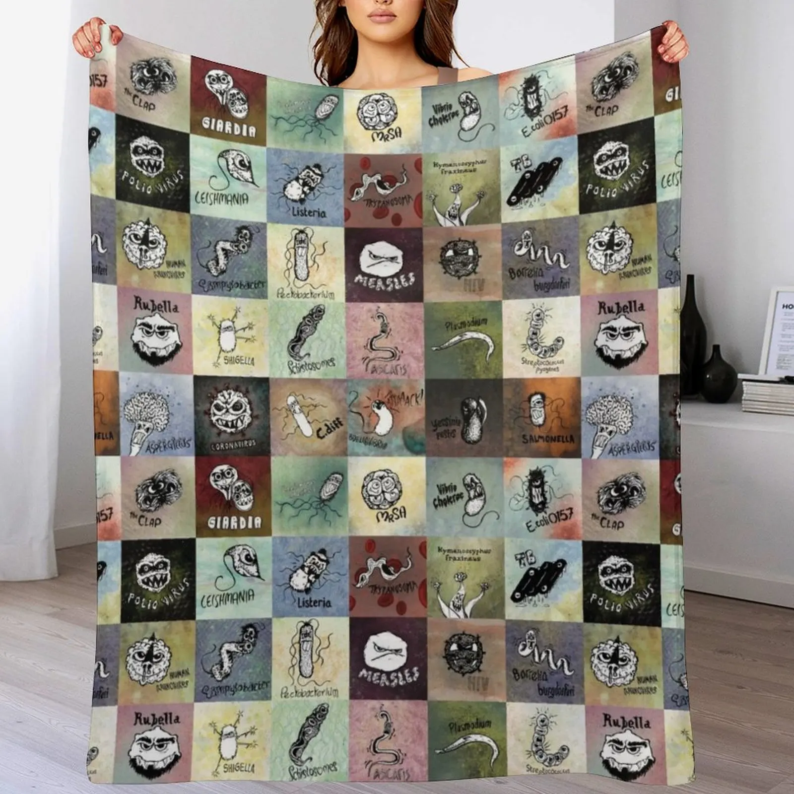 Pathogens - gotta catch them all? Throw Blanket Thin Decorative Sofas Multi-Purpose Blankets