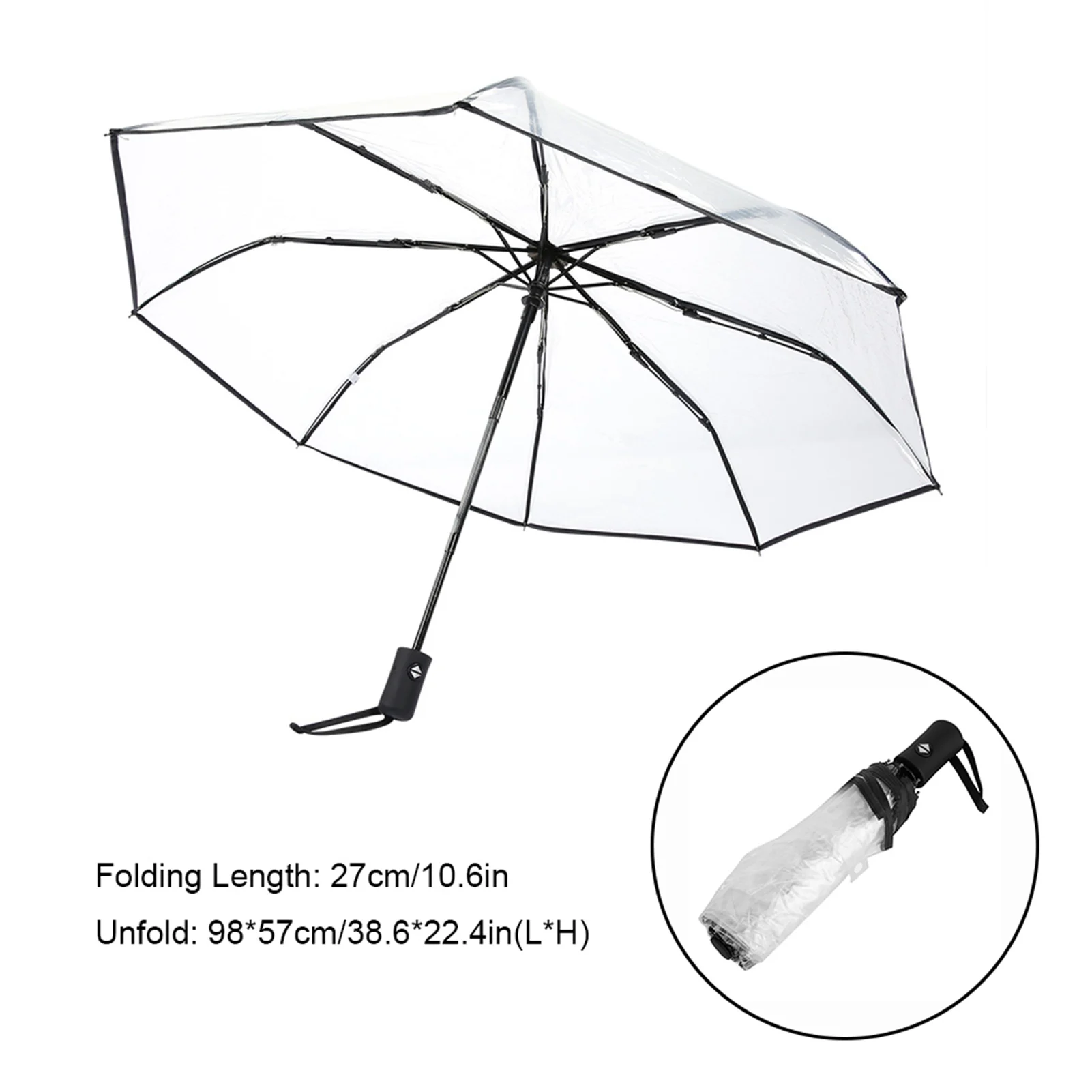 Transparent Rain Umbrellas Folding Portable Tri Fold Ladies Fashion Umbrella Household Daily Necessities