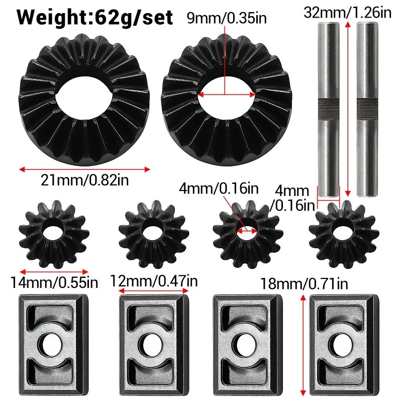 

Chromium Steel Universal Differential Gear #ARA310914+ARA310916 For 1/5 KRATON OUTCAST 8S RC Car Upgrade Parts