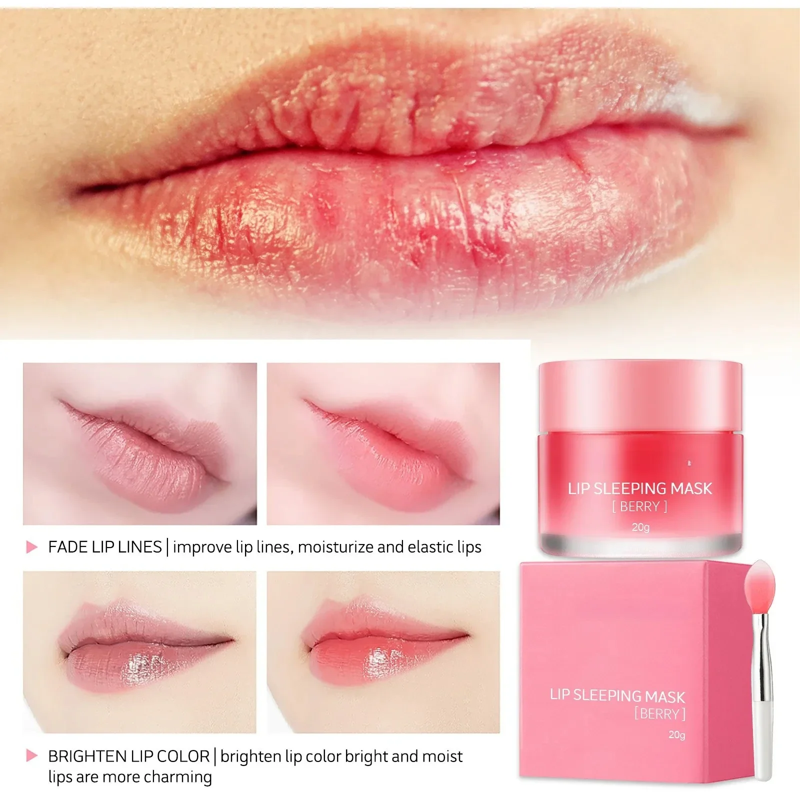 20g Berry Lip Sleeping Mask Night Sleep Maintenance Moisturizing Fade Lip Lines Nourishing Lip Balm Skin Care Korean Cosmetic