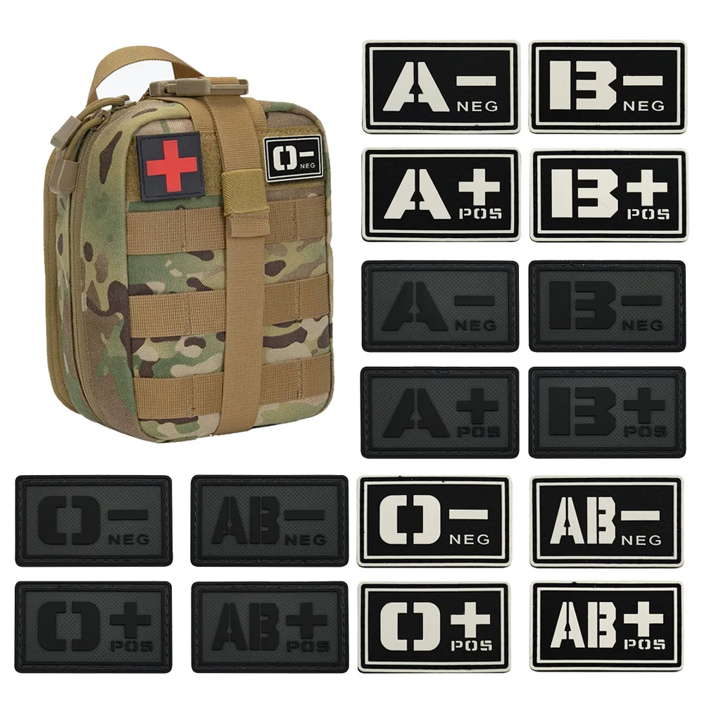 2D Soft Rubber PVC Blood Type POS Badge NEG Rubber A- Blood Type Luggage Accessory Patch
